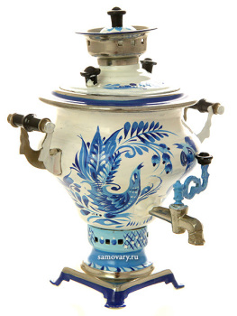 Сувенирный самовар угольный "Ясная поляна" с росписью "Гжель"