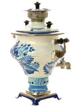 Сувенирный самовар угольный "Ясная поляна" с росписью "Гжель"