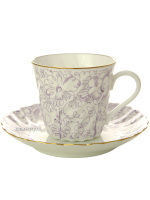 Кофейная чашка с блюдцем форма "Витая", рисунок "Садик", Императорский фарфоровый завод