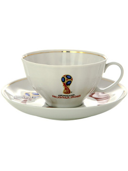 Чайная чашка с блюдцем Тройка с мячом Белый лебедь, Дулевский фарфор