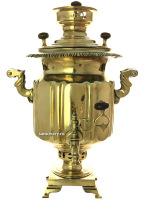 Угольный самовар 5 литров желтый "цилиндр" с гранями (старинный), арт. 433732