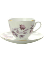 Чашка с блюдцем чайная форма "Весенняя-2", рисунок "Нежный пион" сиреневый, Императорский фарфоровый завод