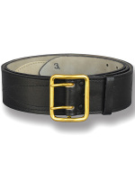 Офицерский ремень черный двухшпеньковый (латунная пряжка, юфтевая кожа)