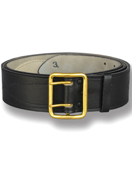 Офицерский ремень черный двухшпеньковый (латунная пряжка, юфтевая кожа)