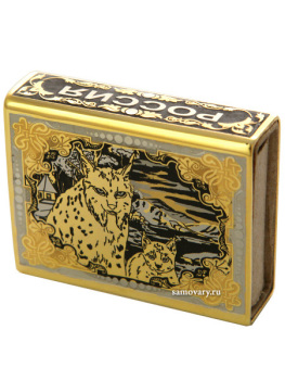 Футляр для спичек Златоуст "Рысь с рысенком"