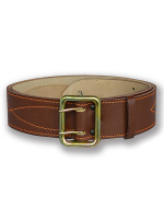 Офицерский ремень из кожи коричневый двухшпеньковый