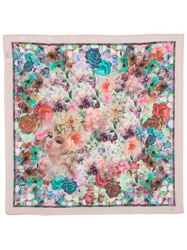 Шелковый Павлопосадский платок  65*65 см, арт. 10102-2