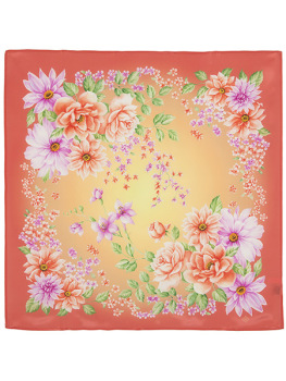 Шелковый Павлопосадский платок  65*65 см, арт. 1503-3