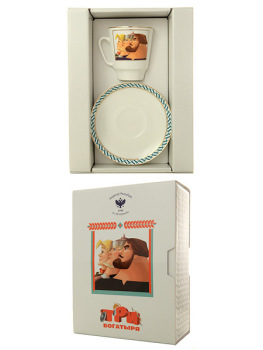 Подарочный набор: кофейная чашка форма "Майская", рисунок "Три богатыря", Императорский фарфоровый завод