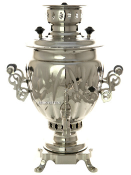 Жаровой самовар на дровах 2,5 литра никелированный "желудь", арт. 210214