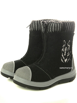 Валенки Котофей детские для мальчика артикул 367102-42 черные на молнии