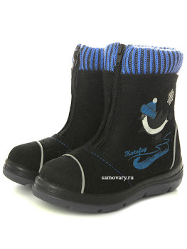 Валенки Котофей детские для мальчика артикул 367103-41 черные на молнии