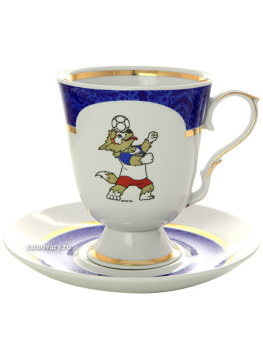 Бокал с блюдцем Синий принт (Классический), FIFA 2018