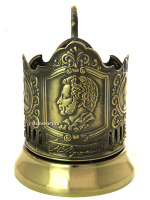 Кольчугинский подстаканник "А.С. Пушкин" латунный