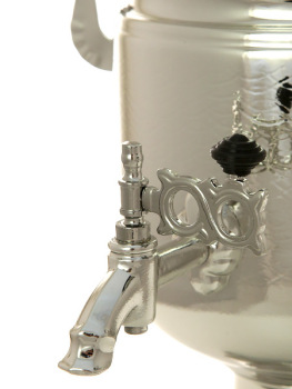 Жаровой самовар на дровах 2,5 литра никелированный "цилиндр" рифленый