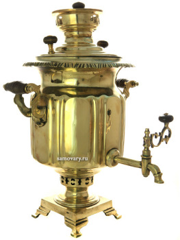 Угольный самовар 5 литров желтый "цилиндр" с гранями (старинный), арт. 433732