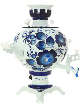 Электрический самовар 3 литра с росписью "Гжель нежная", "шар", арт. 155672