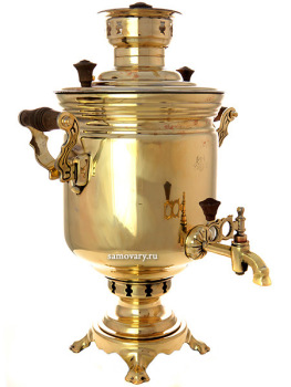 Угольный самовар 5 литров, латунный "цилиндр", произведен во второй половине XX века,  арт. 411745