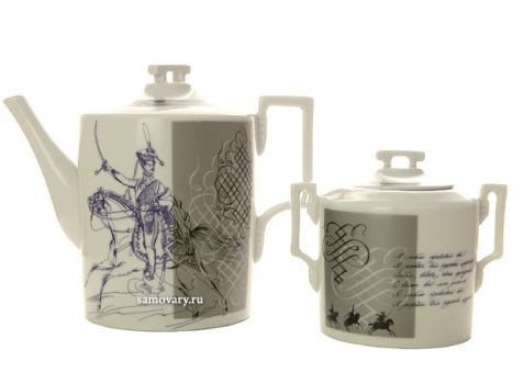 Сервиз чайный форма "Гербовая" рисунок "Гусарский" 6/14, Императорский фарфоровый завод