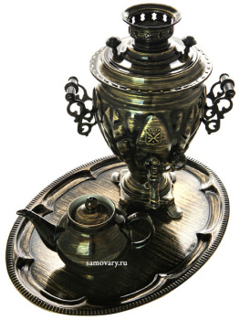 Электрический самовар в наборе 3 литра с художественной росписью "Золотые нити" с автоматическим отключением при закипании