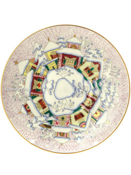 Кофейная чашка с блюдцем форма "Майская", рисунок "Зимний день", Императорский фарфоровый завод