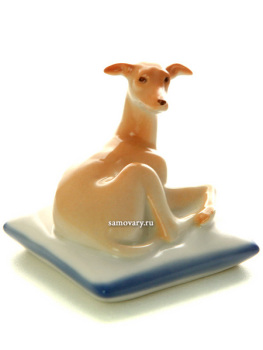 Фарфоровая статуэтка ЛФЗ скульптура "Левретка на подушке Лилли",  Императорский фарфоровый завод