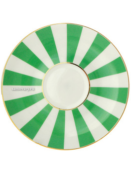 Кофейная чашка с блюдцем форма "Ландыш 2", рисунок "Да и Нет салатовый" с отводкой, Императорский фарфоровый завод