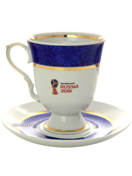 Бокал с блюдцем Синий принт (Классический), FIFA 2018