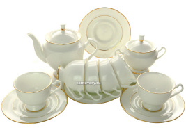 Сервиз чайный форма "Айседора", рисунок "Золотая лента" 6/14, Императорский фарфоровый завод