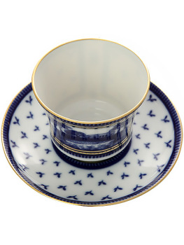 Чашка с блюдцем чайная форма "Банкетная", рисунок "Первый садовый мост", Императорский фарфоровый завод