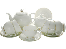 Сервиз чайный форма "Жемчужина", рисунок "Золотая лента" 6/14, Императорский фарфоровый завод