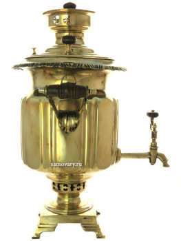 Угольный самовар 5 литров желтый "цилиндр" с гранями (старинный), арт. 433732
