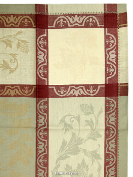 Скатерть бежевая с красными узорами, 150х150, арт. 122