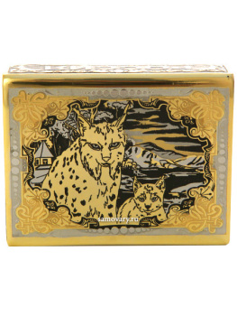 Футляр для спичек Златоуст "Рысь с рысенком"