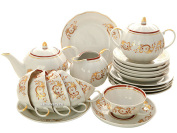Дулевский чайный сервиз форма "Тюльпан" рисунок "Золотое кружево" 6/21