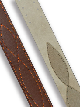 Офицерский ремень из кожи коричневый двухшпеньковый