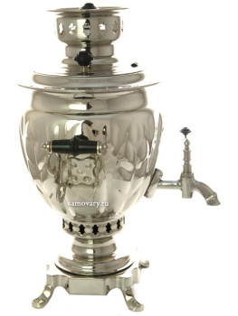 Жаровой самовар на дровах 2,5 литра никелированный "желудь", арт. 210214