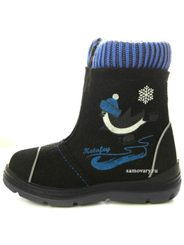 Валенки Котофей детские для мальчика артикул 367103-41 черные на молнии