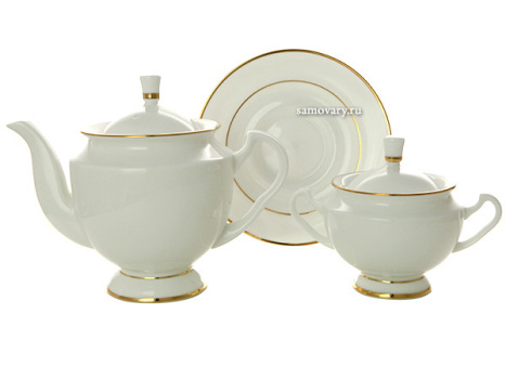 Сервиз чайный форма "Айседора", рисунок "Золотая лента" 6/14, Императорский фарфоровый завод