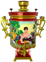 Электрический самовар 45 литров "Буфетный" с художественной  росписью "Купчиха за чаем", арт. 145045