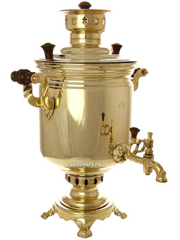 Самовар на дровах 5 литров желтый "цилиндр", арт. 220522 с трубой в подарок