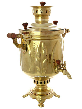 Самовар Электрический 7 литров желтый "цилиндр" рифленый, арт. 110345