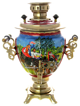 Набор самовар электрический 3 литра с художественной росписью "Тройка летняя", арт. 150418