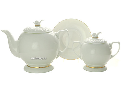 Сервиз чайный форма "Жемчужина", рисунок "Золотая лента" 6/14, Императорский фарфоровый завод