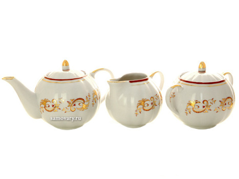 Дулевский чайный сервиз форма "Тюльпан" рисунок "Золотое кружево" 6/21