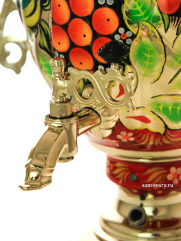 Электрический самовар 3 литра с художественной росписью "Птица, рябина на красном фоне" с автоматическим отключением