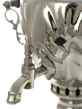 Жаровой самовар на дровах 2,5 литра никелированный "желудь", арт. 210214