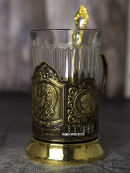 Кольчугинский подстаканник "А.С. Пушкин" латунный