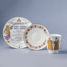 Кофейный комплект форма "Майская", рисунок "Театр. Царь Федор Иоаннович" 3-х предметный, костяной фарфор, Императорский фарфоровый завод