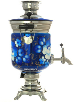 Набор самовар электрический 3 литра "Жостово на синем" с автоматическим отключением при закипании, арт. 130588к